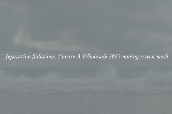 Separation Solutions: Choose A Wholesale 2023 mining screen mesh